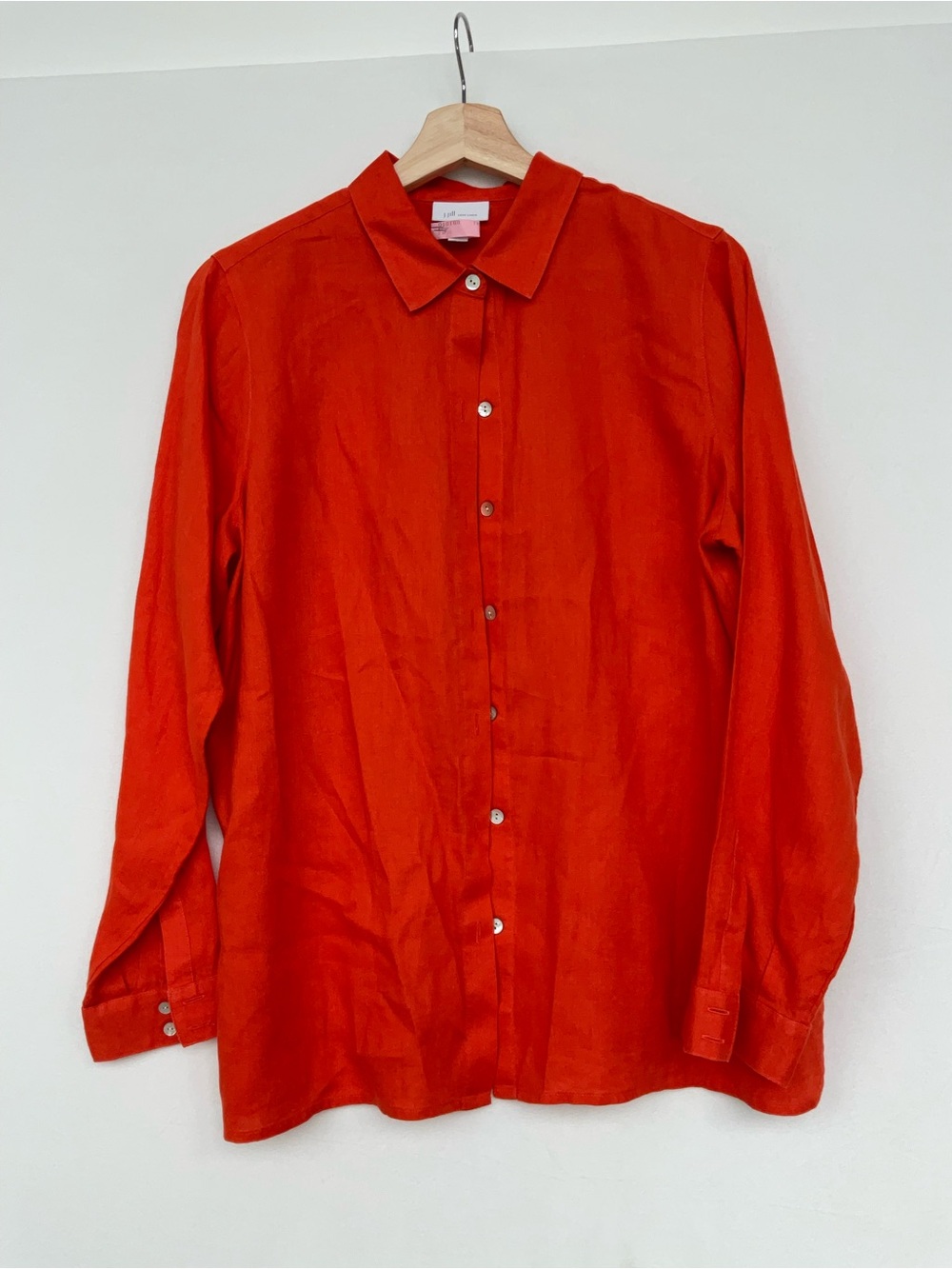 J. Jill Orange Linen Button-Front Shirt - Picture 2 of 7